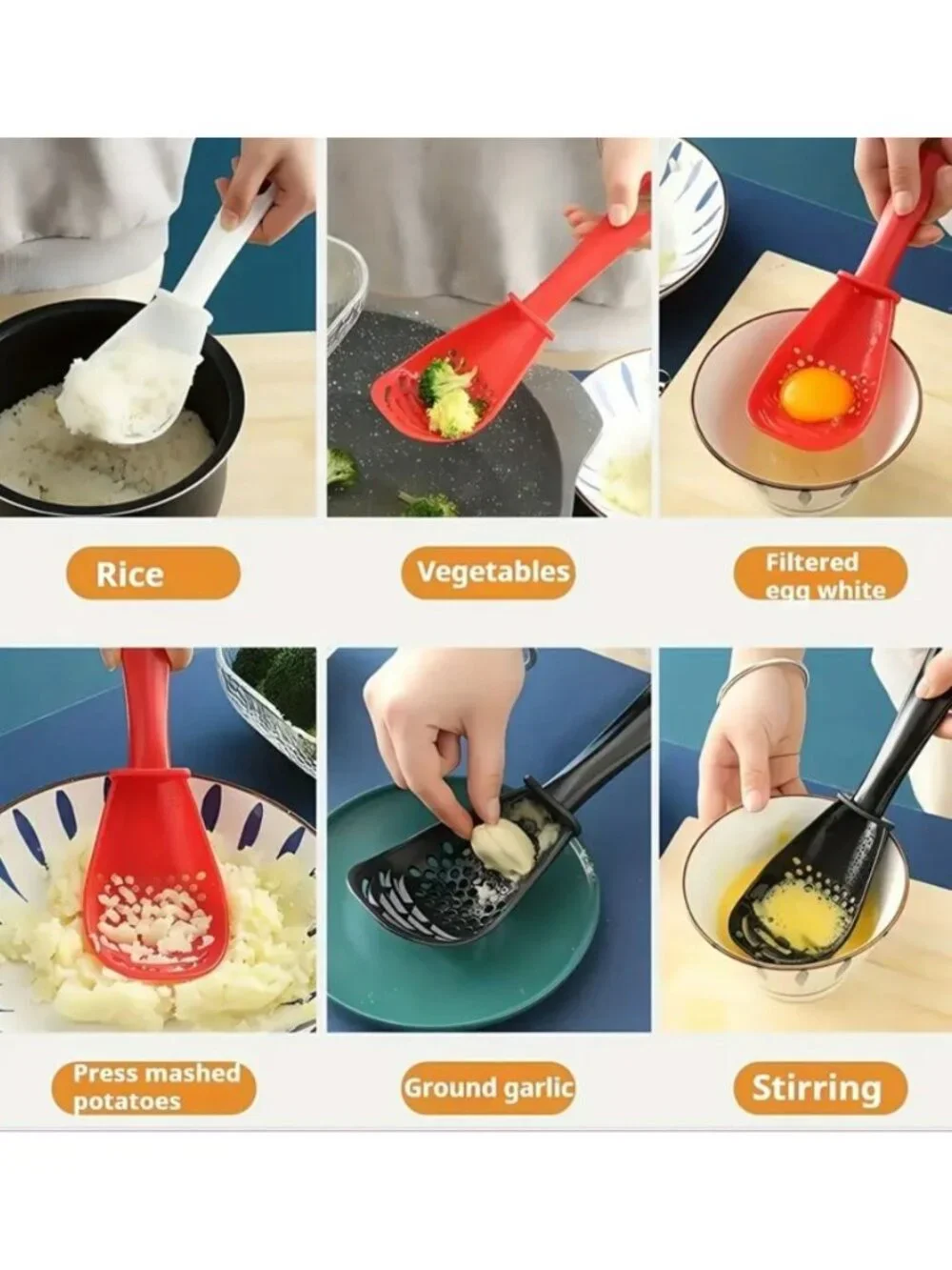 7‑in‑1 Multi‑Functional Kitchen Tool – Whisk, Masher, Grinder, Strainer Spatula